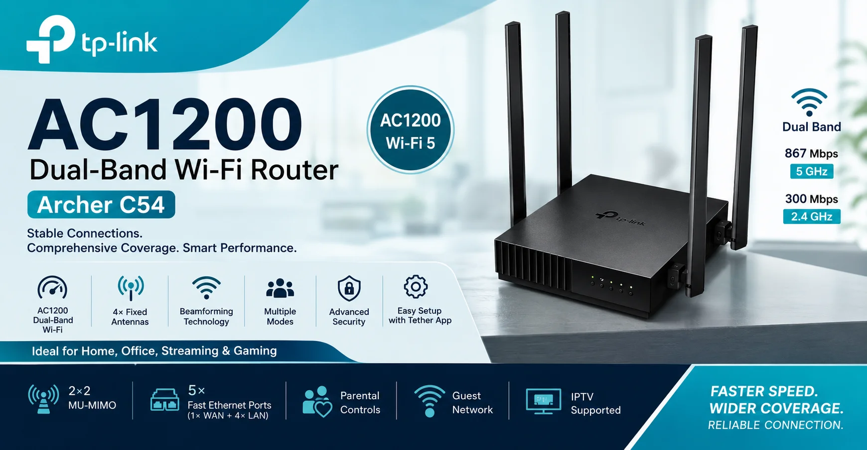 TP-Link Archer C54 AC1200 Dual Band Wi-Fi Router